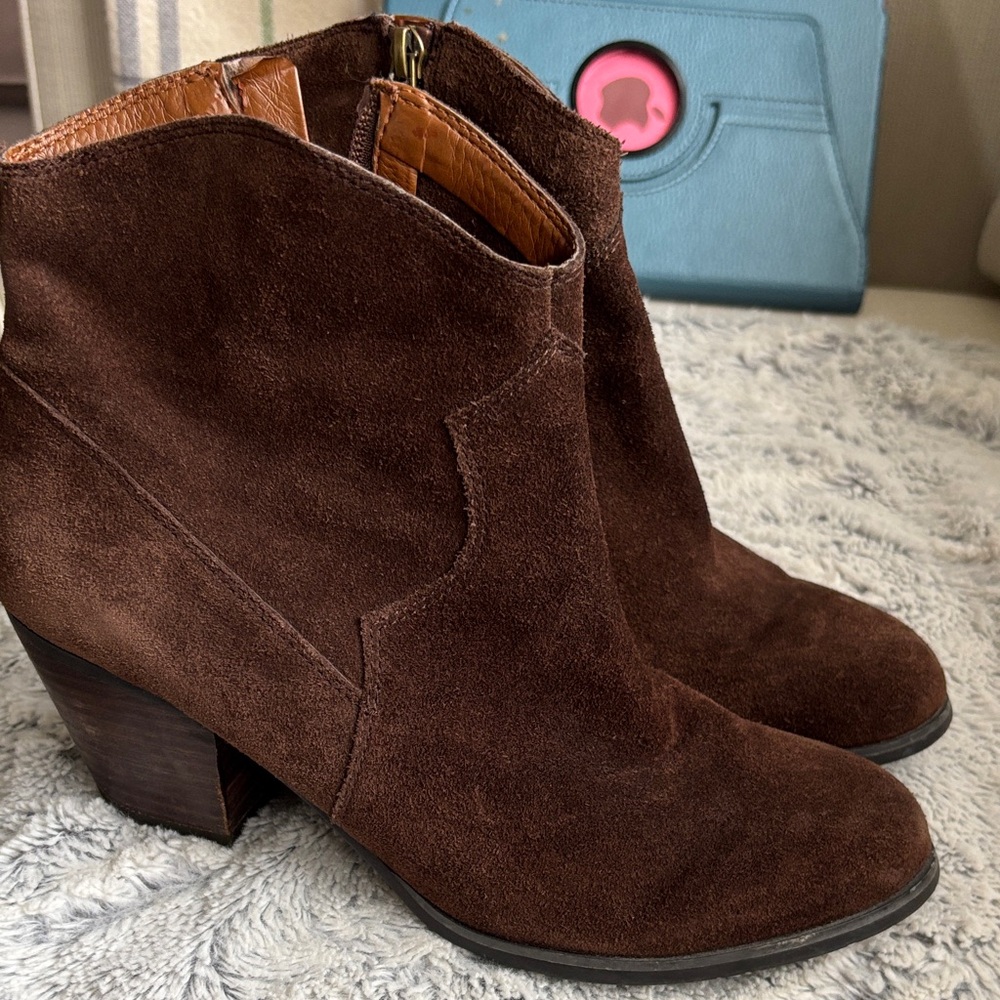 Franco Sarto Brown Suede Ankle Boots